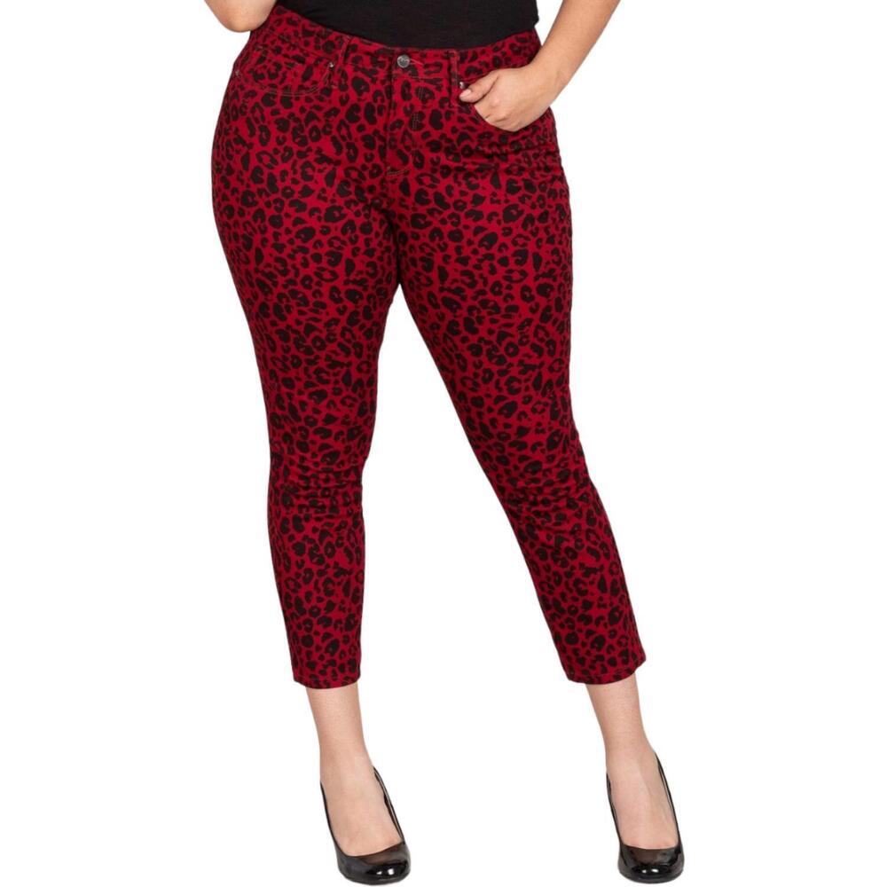 NEW ROYALTY FOR ME leopard print jeans in red